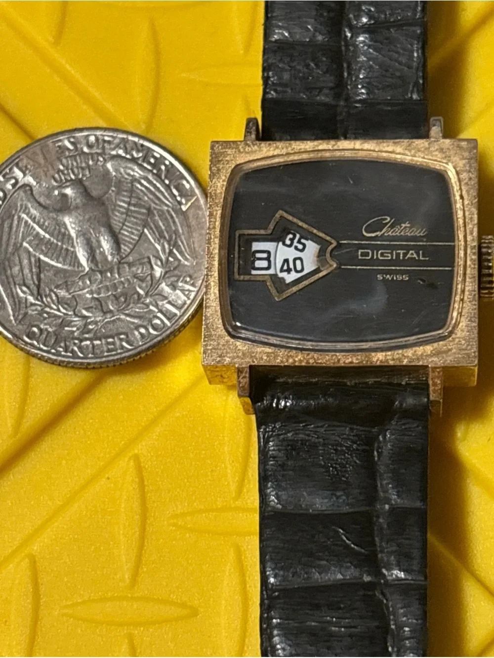 RARE VINTAGE CHATEAU DIGITAL JUMP HOUR MECHANICAL HANDWIND SWISS Watch Working